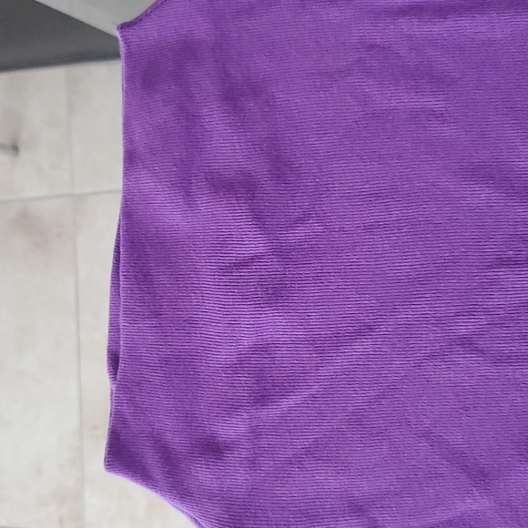 Michael Stars Purple 100% cotton 3/4 sleeve high collar top - Picture 2 of 6